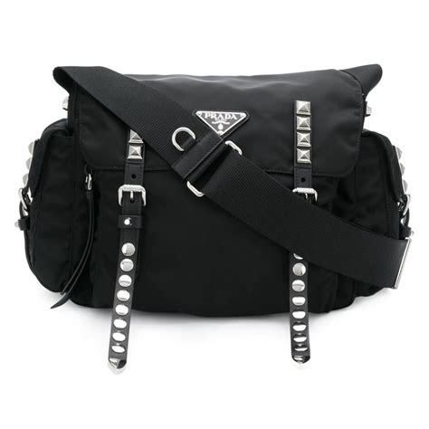 prada nylon studded shoulder bag|prada nylon crossbody camera bag.